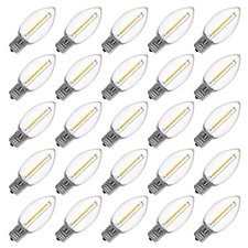 25Pk C9 Candelabra LED Light Bulb 2200K 50LM Shatterproof Waterproof Warm White