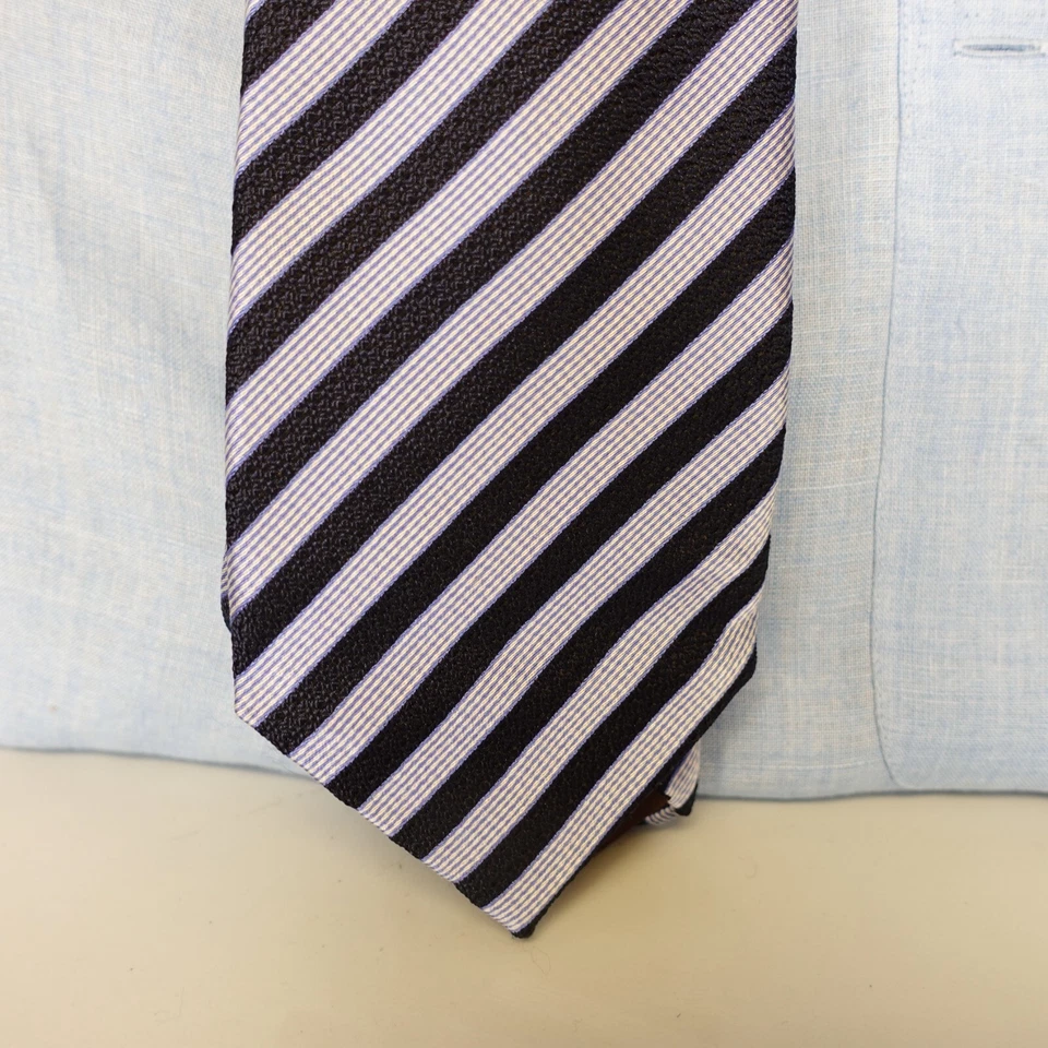 Corbata de seda a rayas para hombre azul seda náutica vestido clásico prendas para el cuello TASSO ELBA Foto 2 de 4
