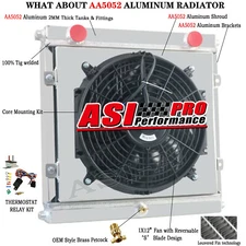 4-Row Aluminum Radiator+Shroud fan for Dragster Roadster Double Pass 80108N HOT!