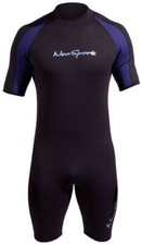 Neosport 2mm Short-Sleeve Wetsuit Back Zip Sz M Blk/Blu Scuba Surfing Shorty