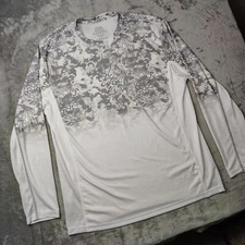 Huk Performance Fishing Shirt Mens XL White Vented Mossy Oak Fracture Pursuit