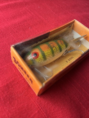 BOMBER BAIT WOOD LURE No. 407 YELLOW PERCH NEW in BOX Nos VINTAGE Instructions