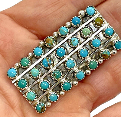 Navajo Snake Eye Turquoise 4 Row Cluster Ring Sz 10 Sterling by Roberta Begay