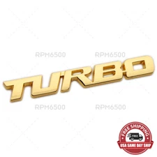 Universal 3D Car Mini Turbo Fender Truck Nameplate Logo Badge Emblem Sport Gold