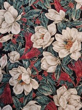 Cranston VIP Floral Print Christmas Fabric 1 yard red white green gold metallic