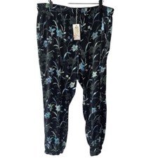 Johnny Was Jogger Pants Romi Silk Black Women Size XL Floral Brand New
