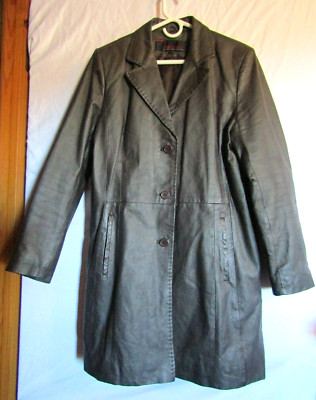 Women Size Large Genuine Leather Jacket/Coat Chocolate Brown 
