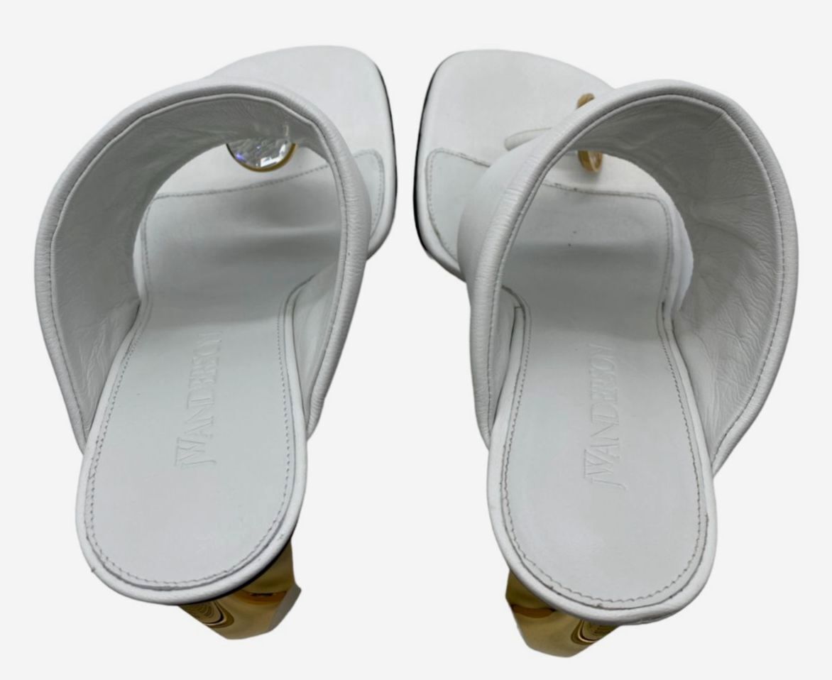 $795 JW Anderson Women's White Thong Heeled Slide Sandal