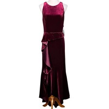 Adrianna Papell Maxi Dress Womens 14 Velvet Victorian Whimsigoth Prom Gown New