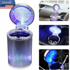 Colorful LED Light Up Ashtray Smokeless Ash Cigarette Cylinder Holder Cup Car US
