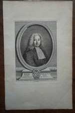 RENE HERAULT . PORTRAIT. ORIGINAL ENGRAVING. 1760
