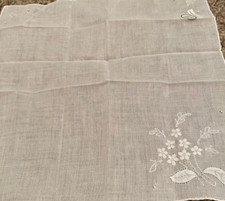 Linen Embroidered Women's Handkerchief Vintage White Made in Madeira NEW 2 Pack