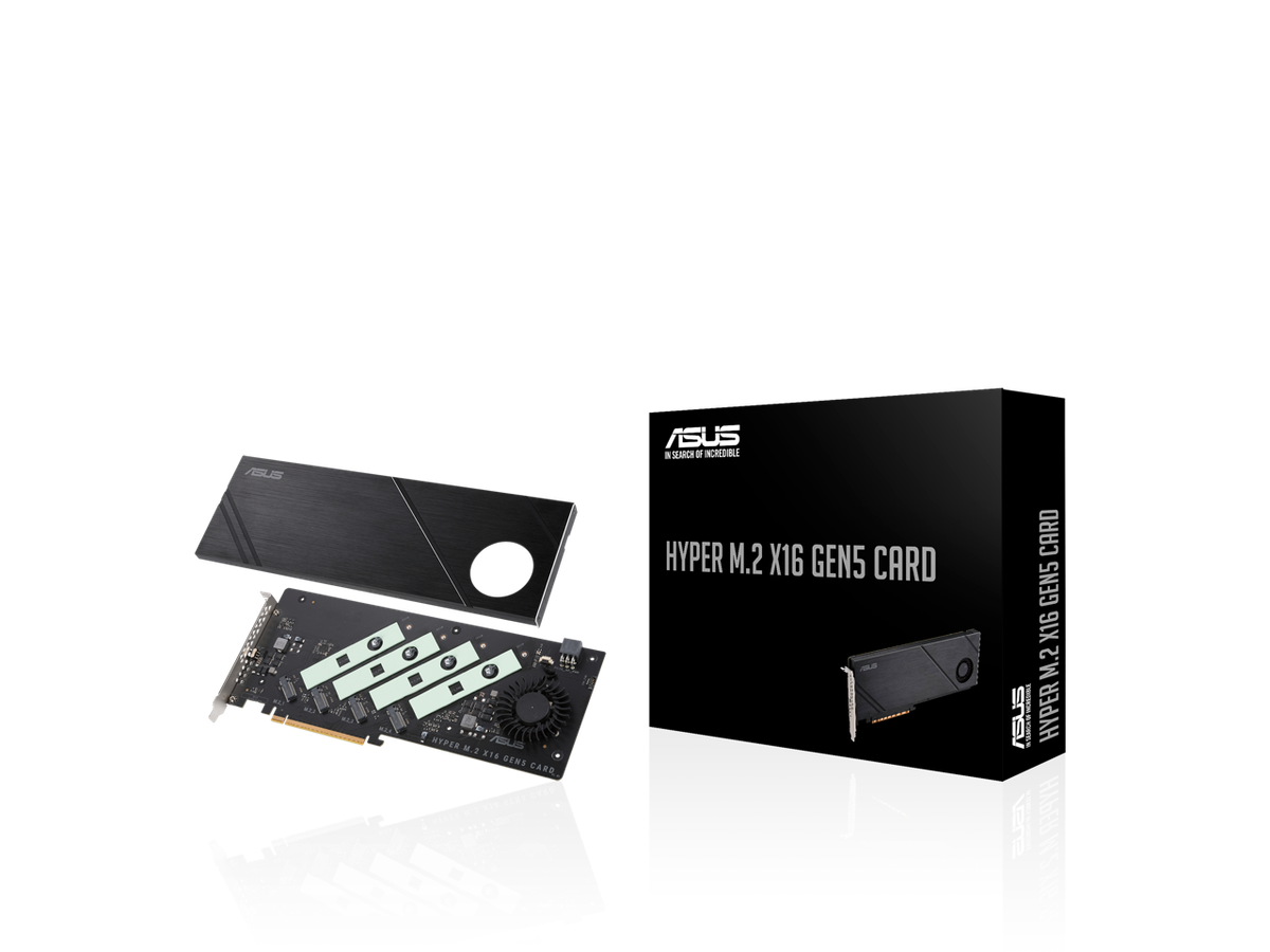 ASUS Hyper M.2 x16 Gen5 Card (PCIe 5.0/4.0) supports four NVMe M.2