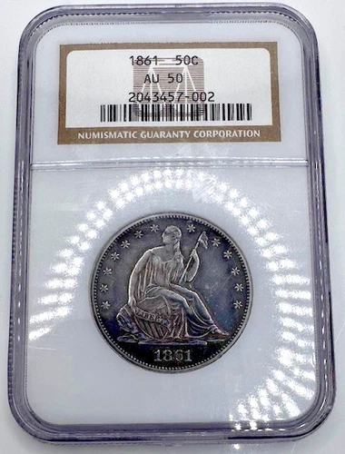 1861 Liberty Seated Half Dollar 50C NGC AU50