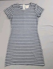 STS Sail to Stable Dress Womens Size Small Gray Blue White Striped Textured