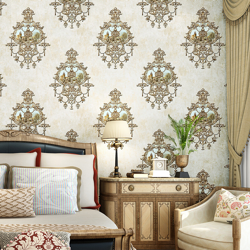 10M AB European Luxury Damask Stripes Wallpaper Embossed Textured Non