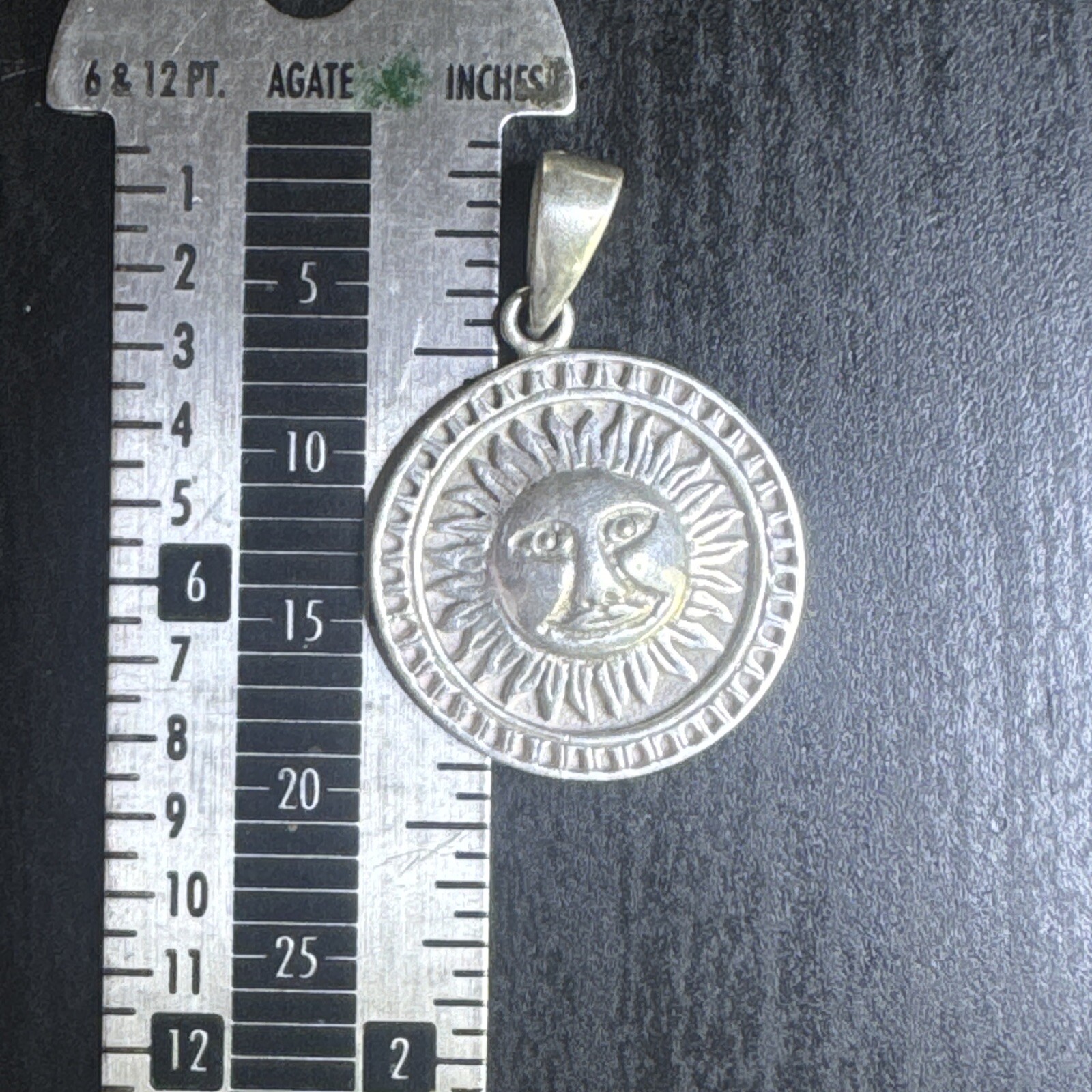 Solid Sterling Silver 925 Sunshine Sun Pendant 7.… - image 7