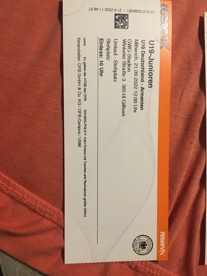 Sammlerticket U19 qualifying   Germany - Armenia 2022 - Bild 1 von 1