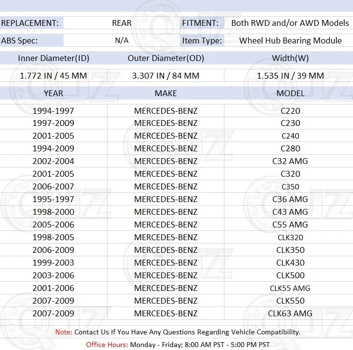[TRASERO (cantidad 1)] 513130 cojinete de rueda [84 mm OD] para Mercedes-Benz CLK430 1999-2003 Foto 2 de 4