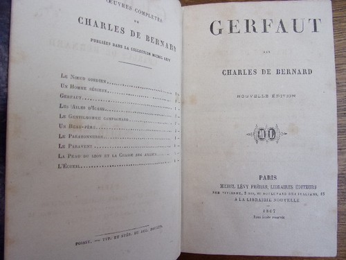 GERFAUT Charles de Bernard Nouvelle édition 1867 - Foto 3 di 3