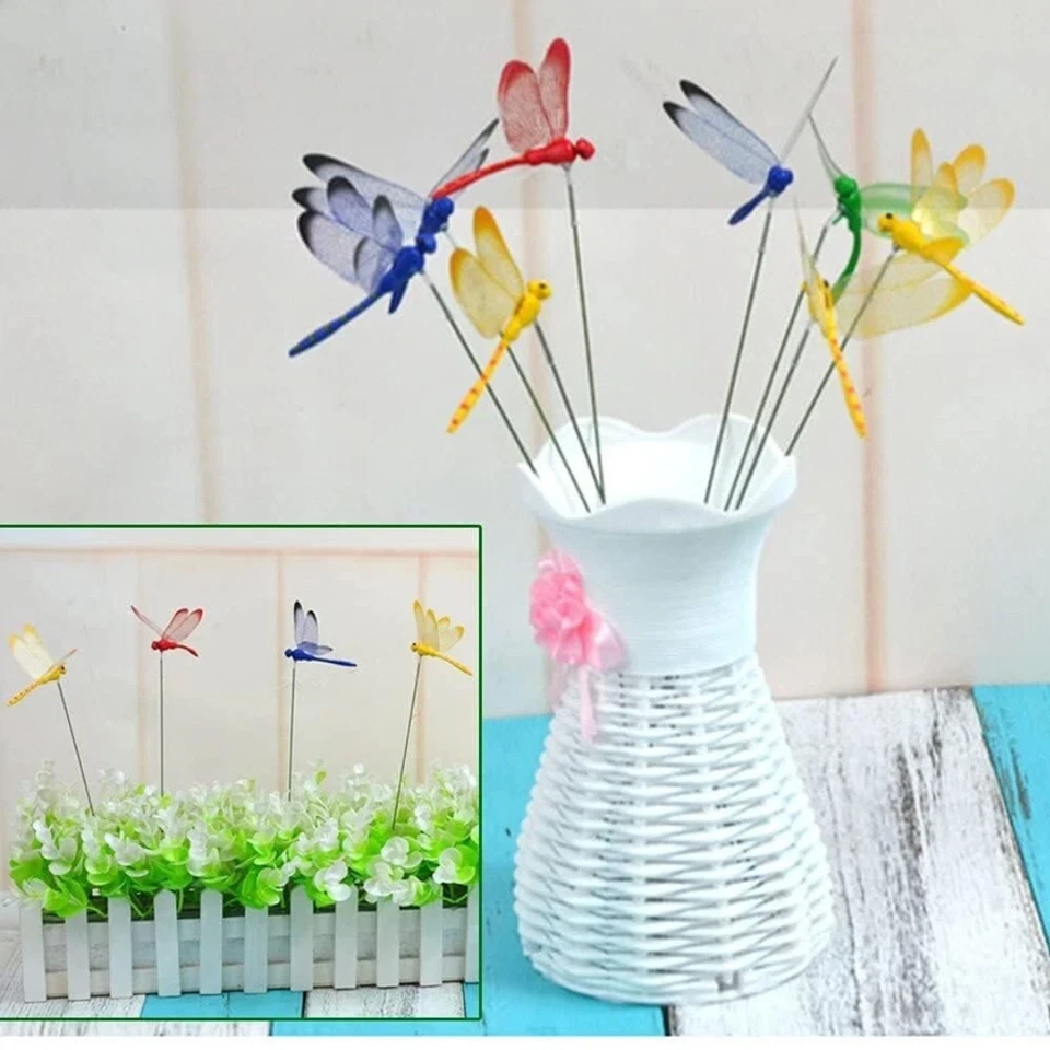 20X 3D Dragonfly Garden Stakes Ornaments for Outdoor Yard Flower Pot Decor 20PCS - Image 4 of 4
