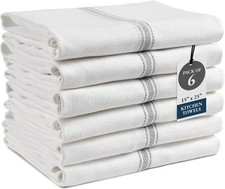 Cotton Kitchen Towels 6 Pack 14x25 Absorbent Reusable Dish Drying Set Home Use