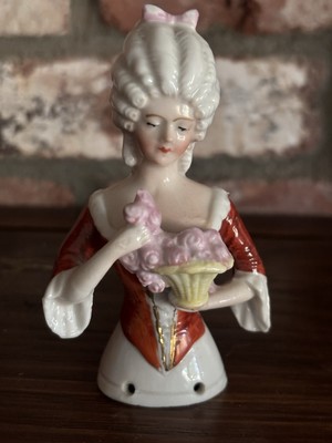 4  Antique German Bisque Half Doll DEP 13418 Gray Hair