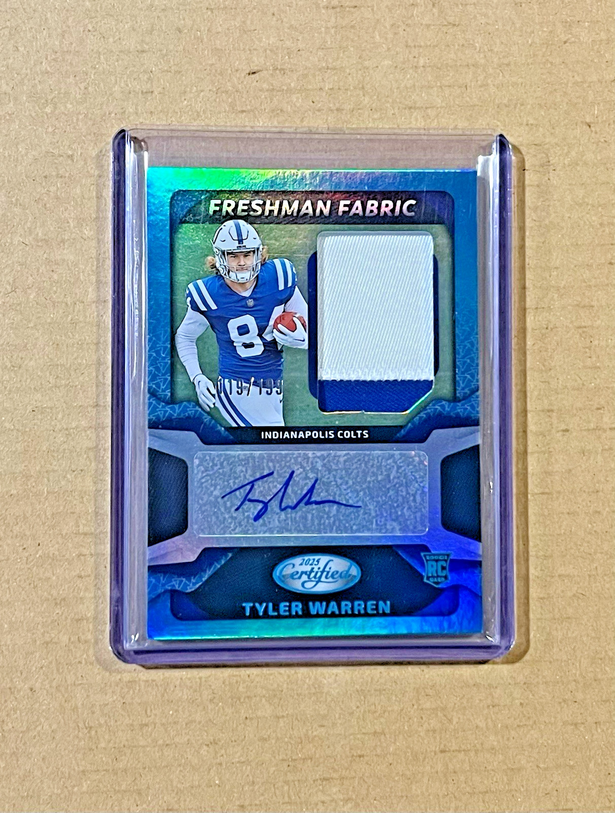 2025 Panini Certified Tyler Warren Mirror Teal Freshman Fabric Auto /199 RPA