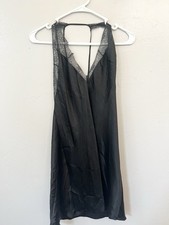 Victoria’s Secret Babydoll Camisola Y2K Encaje Halter Espalda Abierta Negra Grande
