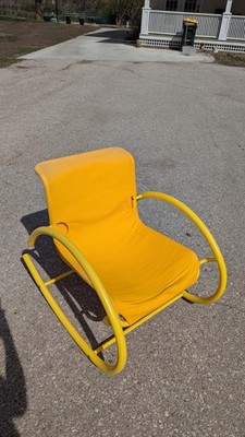 Vintage Post Modern Memphis Ellipse Rocker By Les Amisco Lemon