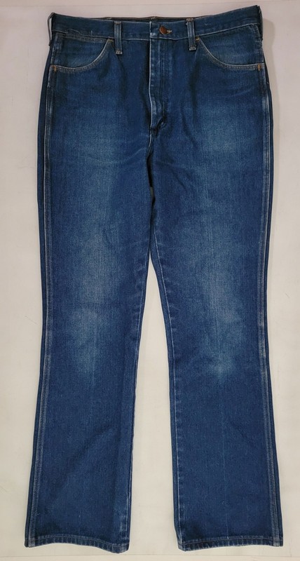Vintage 70s Wrangler USA 945DEN No Fault Dark Blue Denim Jeans FITS 33-34" x 32"