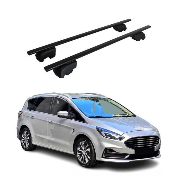 DachträGer GrundträGer FüR Ford S-Max 2015-2023 75Kg Stahl Schwarz 2 Tlg-image