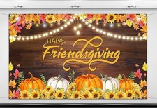 Happy Friendsgiving Photo Booth Backdrop Fall Harvest Thansgiving Friends Par...