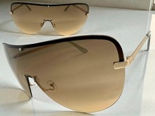 Oversized Exaggerated Modern Retro Shield SUNGLASSES Huge Gold Frame Ombre Lens