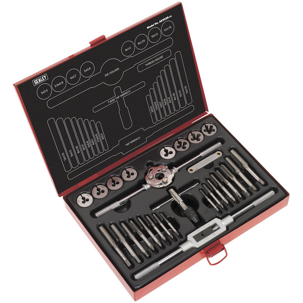 Sealey Tap & Die Set 28pc Split Dies Metric