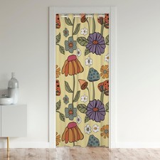 Retro 60s 70s Groovy Flower Door Curtain for Doorway Privacy 34"x80" Cute 197...
