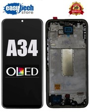 SAMSUNG A34 5G SM-A346B FRAME Display OLED Touch Screen Vetro LCD Schermo Nero