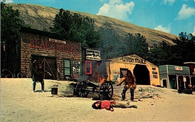 Stone Mountain Scenic Railroad Big Shanty Indian Attack 1950s Postcard