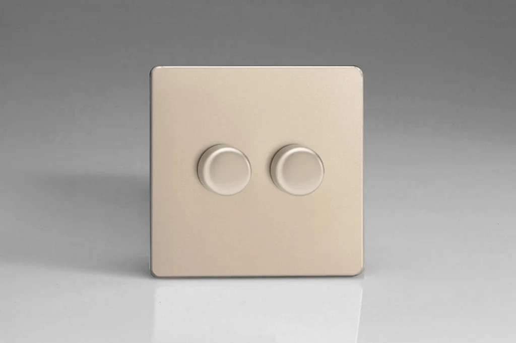 Dimmer Satin V-Pro Smart Screwless 120w Max 2-Gang Varilight JDNM102S
