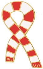 Arsenal Supporter Red and White Scarf Ribbon Pin Badge - GOLD plated