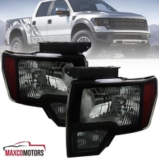 Smoke Headlights Fits 2009-2014 Ford F150 F-150 Headlamps Assembly Left+Right