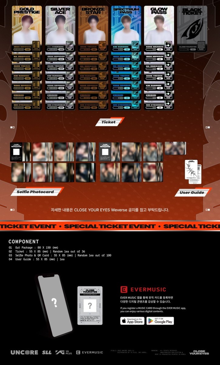CLOSE YOUR EYES - 3rd Mini Album blackout [ticket ver.] | eBay