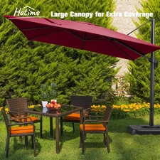 HOTIME 10x10 Patio Umbrella with Base Outdoor Market Beach Cantilever Umbrella