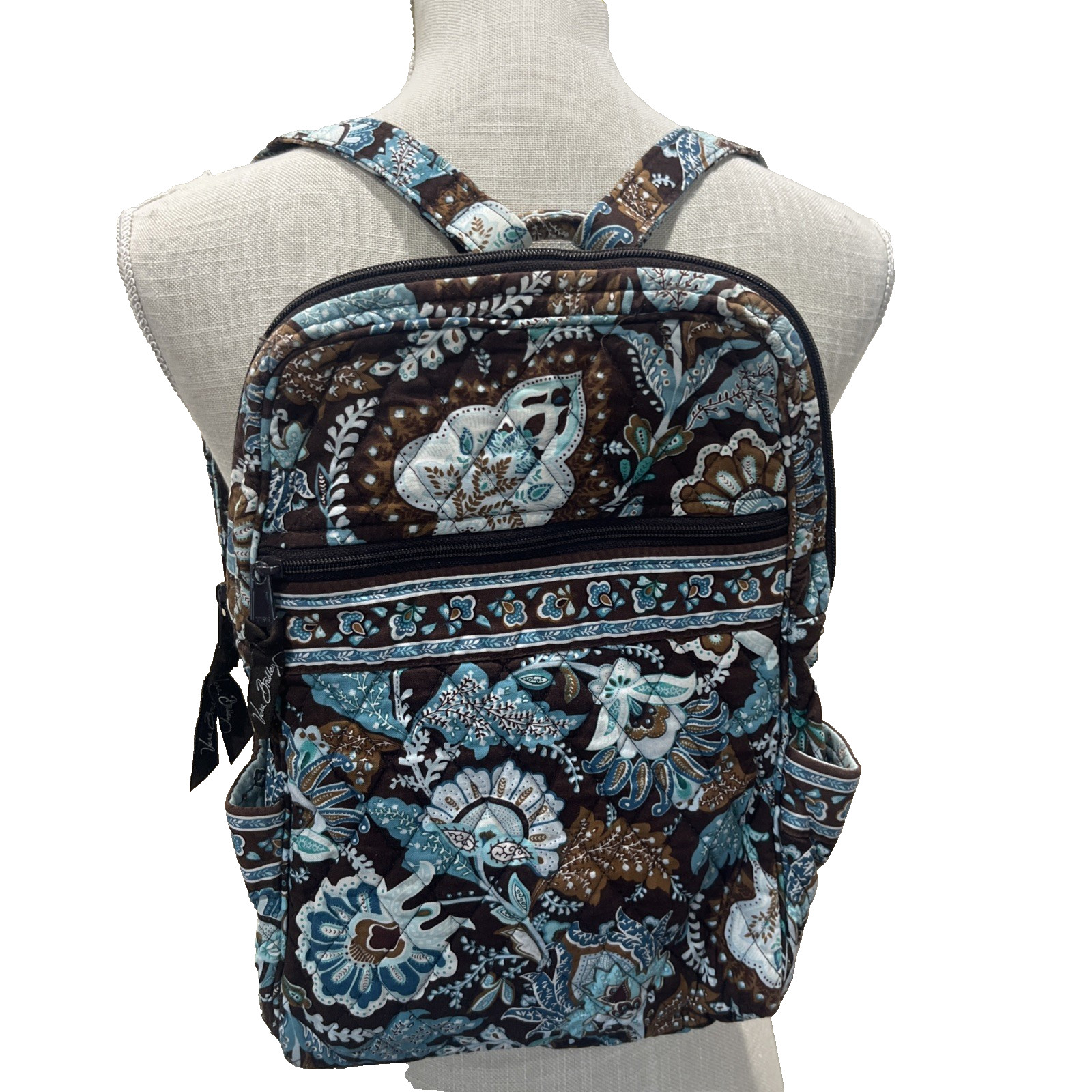 Vera Bradley Backpack Purse RETIRED Java Blue Pat… - image 1