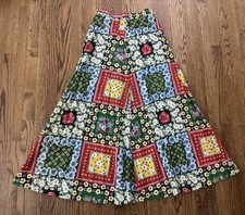 Vintage 1970s Patchwork Style Lightweight Unlined Hippie Full Skirt Century