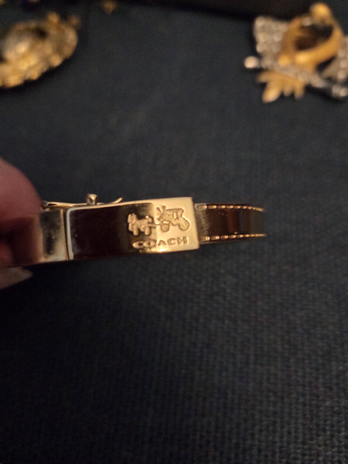 Vintage Coach Goldtone Solid Bangle Bracelet - image 7