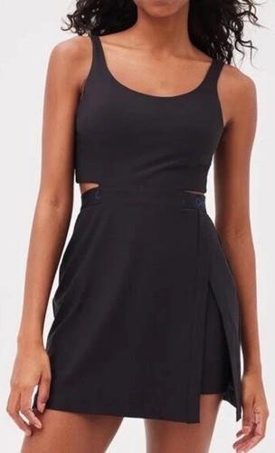 Outdoor Voices Court Cutout Dress W/Shorts (pockets) Black M Tennis Golf New!