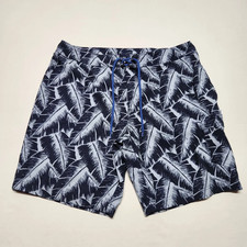 J. Crew Flex Swimwear Trunks Men Size 35 Black Mesh Lined Beach Graphics Print
