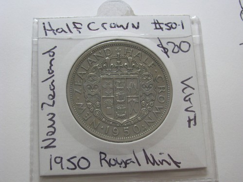 1950 New Zealand Half Crown Shield George VI Royal Mint Coin #1950.1