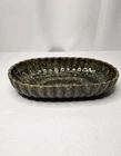 Vintage Brush Glaze Drip Green Brown Pottery Planter #104-9 1950's 9"x 6"x2"
